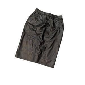 Vintage  90's La Vogue black leather skirt Size 8